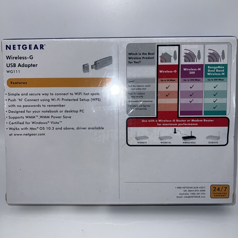 NEW NETGEAR‎ Wireless-G USB Adapter New In Box NIB - Picture 3 of 8